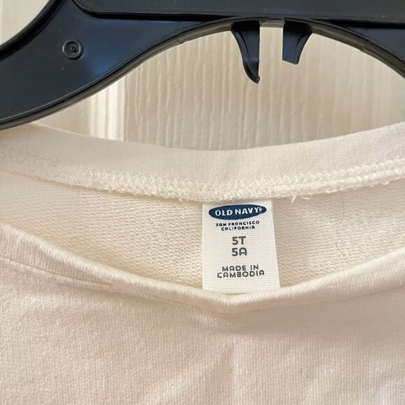 Old Navy Ivory Red Heart Love Sweatshirt Lightweight 3/4 Sleeve Girls Size 5T - Picture 5 of 8